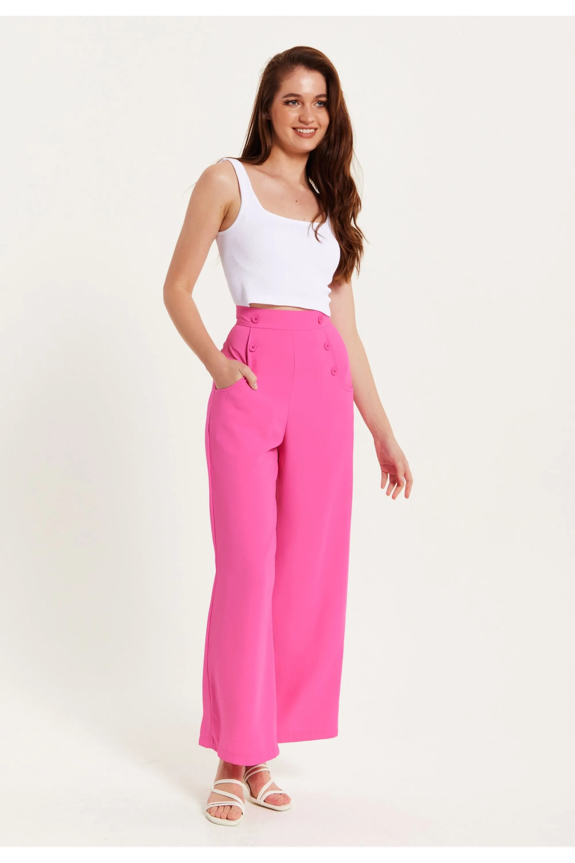 Liquorish Pink Wide Leg Trousers