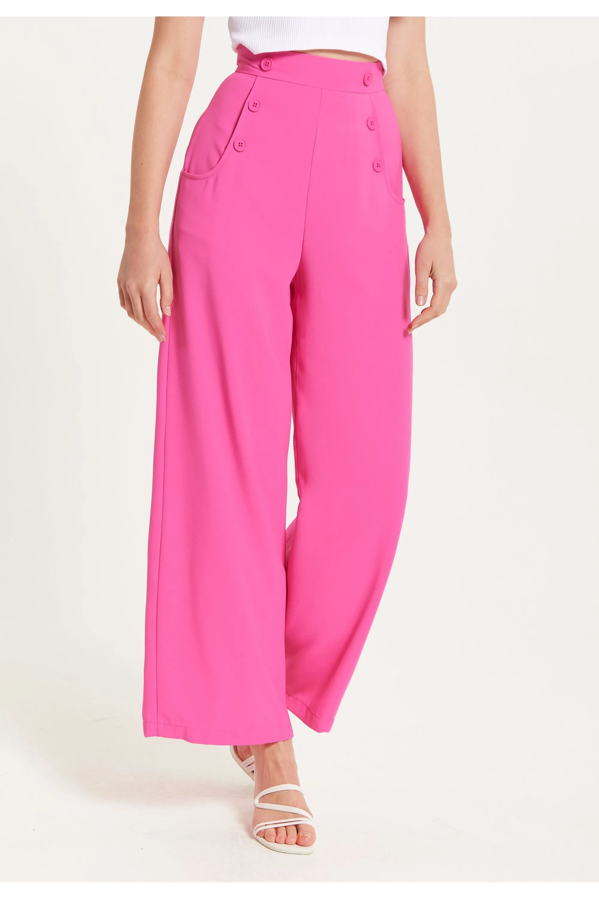 Liquorish Pink Wide Leg Trousers