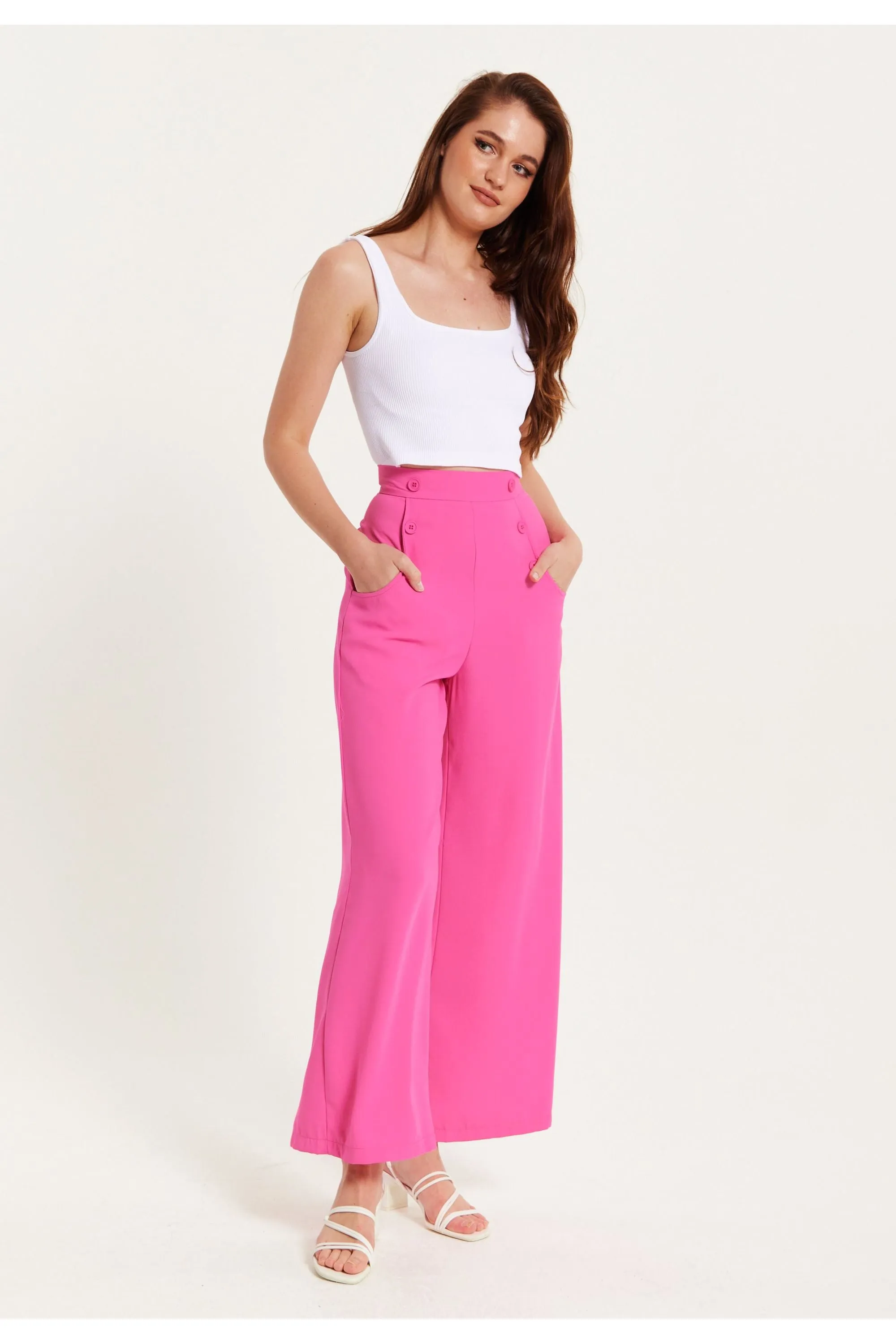 Liquorish Pink Wide Leg Trousers