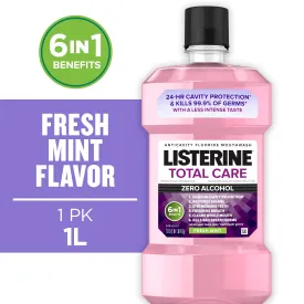 Listerine Total Care Zero Alcohol-Free Mouthwash/Mouth Rinse, Fresh Mint, 1 L