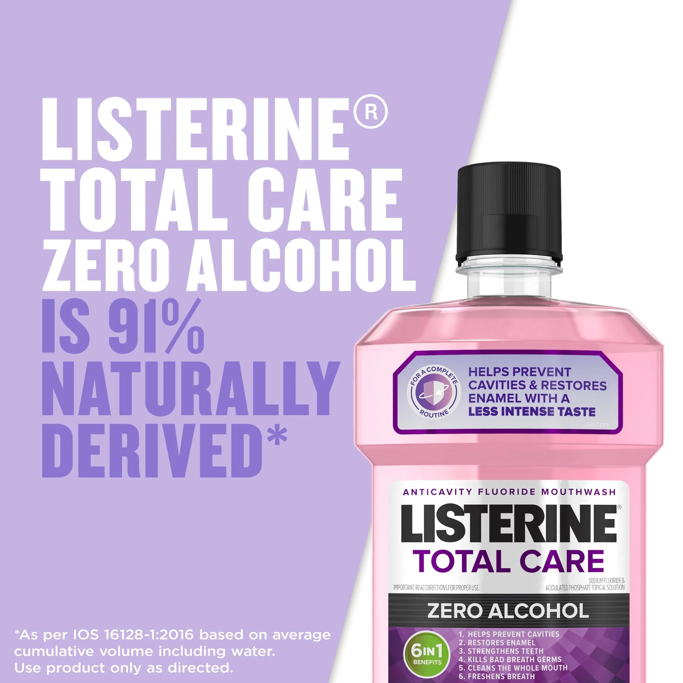 Listerine Total Care Zero Alcohol-Free Mouthwash/Mouth Rinse, Fresh Mint, 1 L