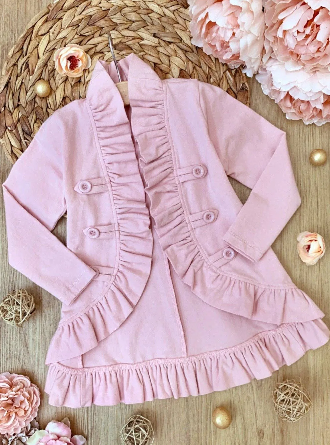 Little Girls Bestie Blazer Ruffle Cardigan