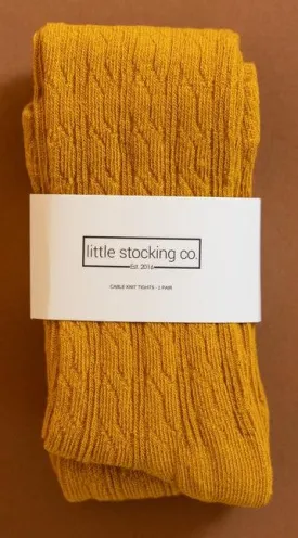 Little Stocking Co Cable Knit Tights - Golden Yellow