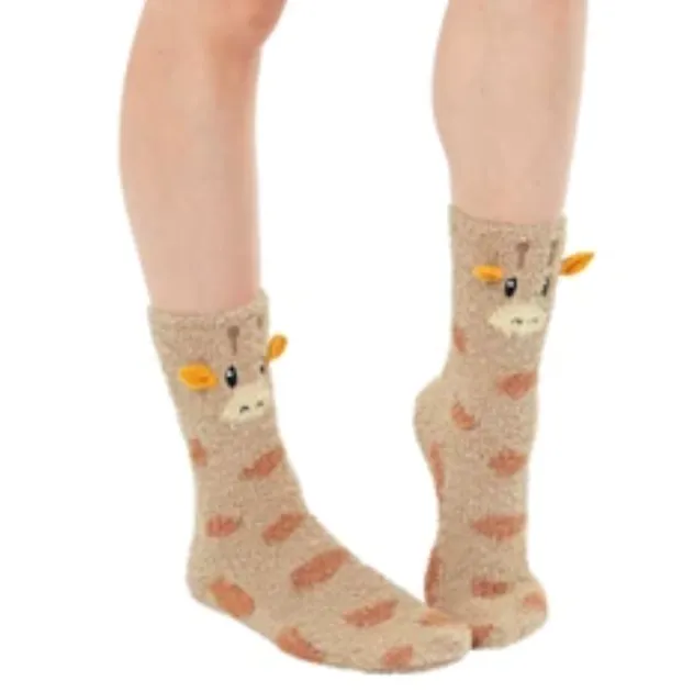 Living Royal Fuzzy Crew Slipper Socks – Giraffe