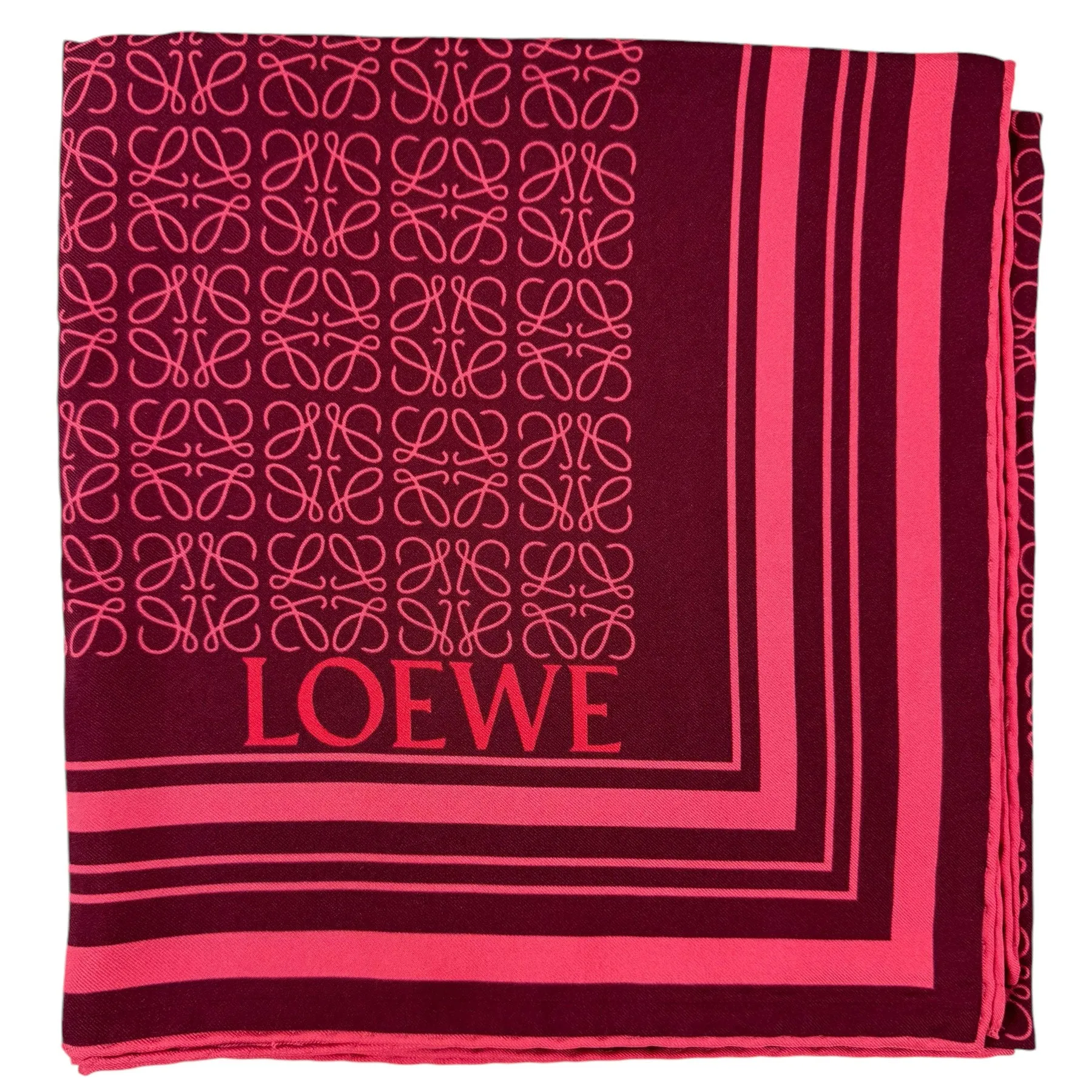 Loewe Madrid Scarf Bordeaux Anagram - Large Twill Silk Square Foulard