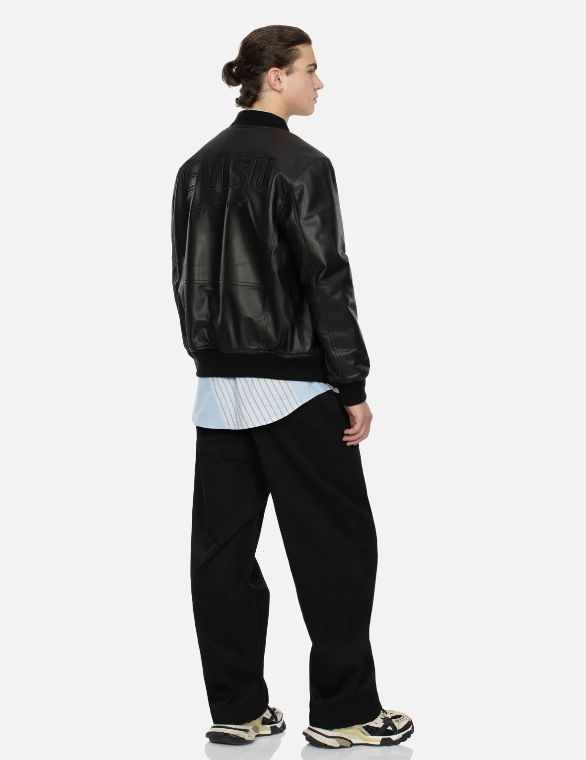 Logo Appliquéd Leather Bomber Jacket