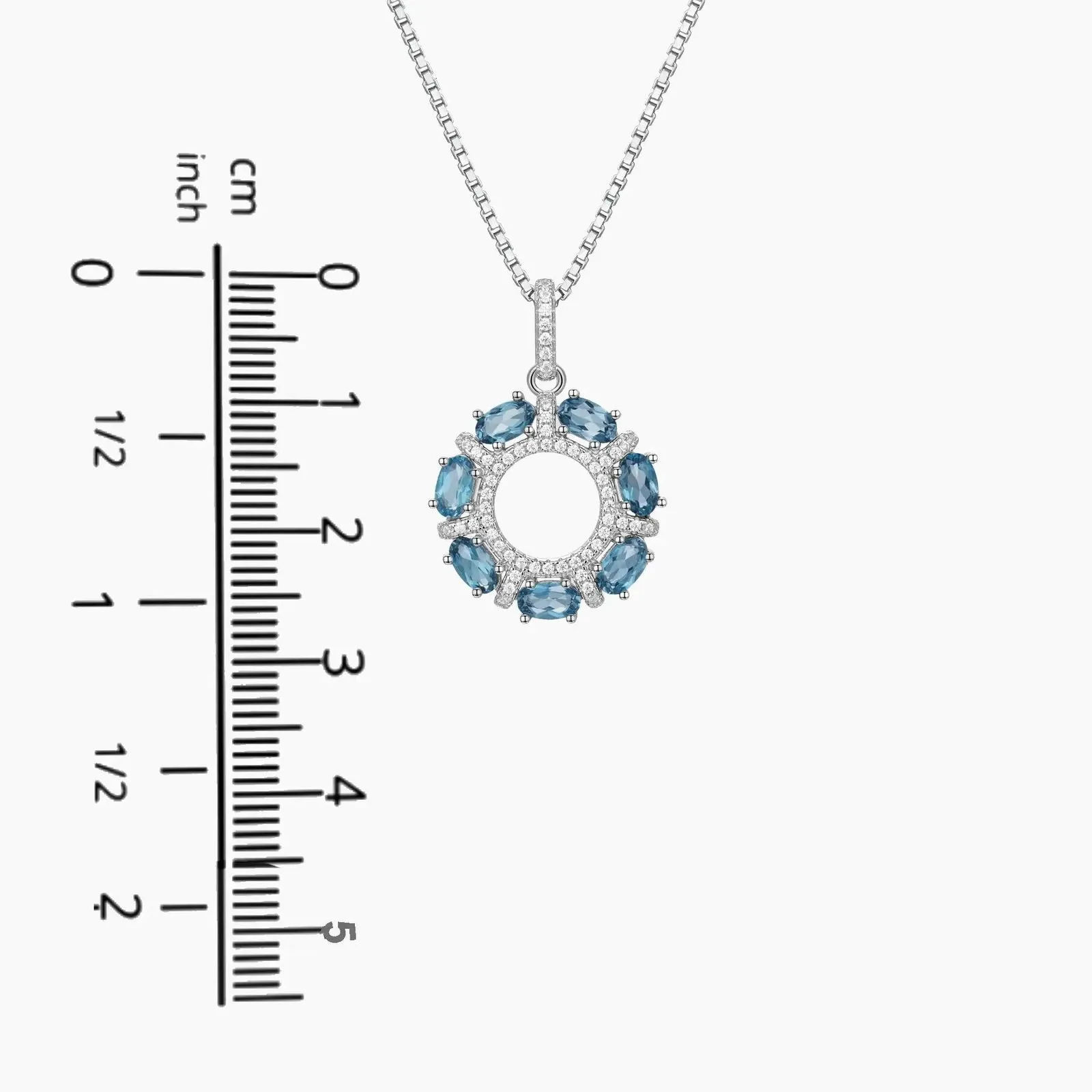 London Blue Topaz Galaxy Pendant Necklace in Sterling Silver