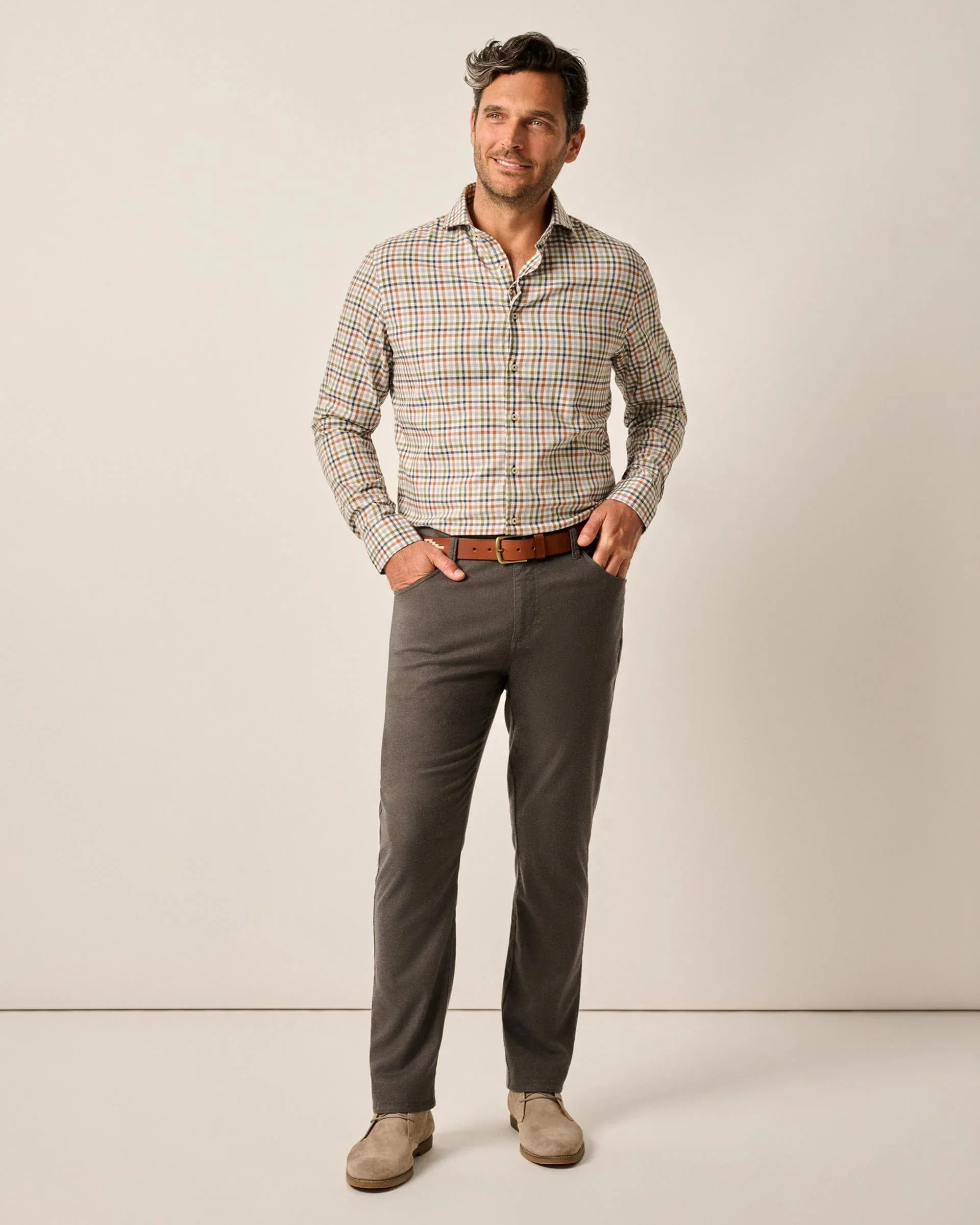 London Brushed Twill Flannel Pant in Charcoal by Johnnie-O