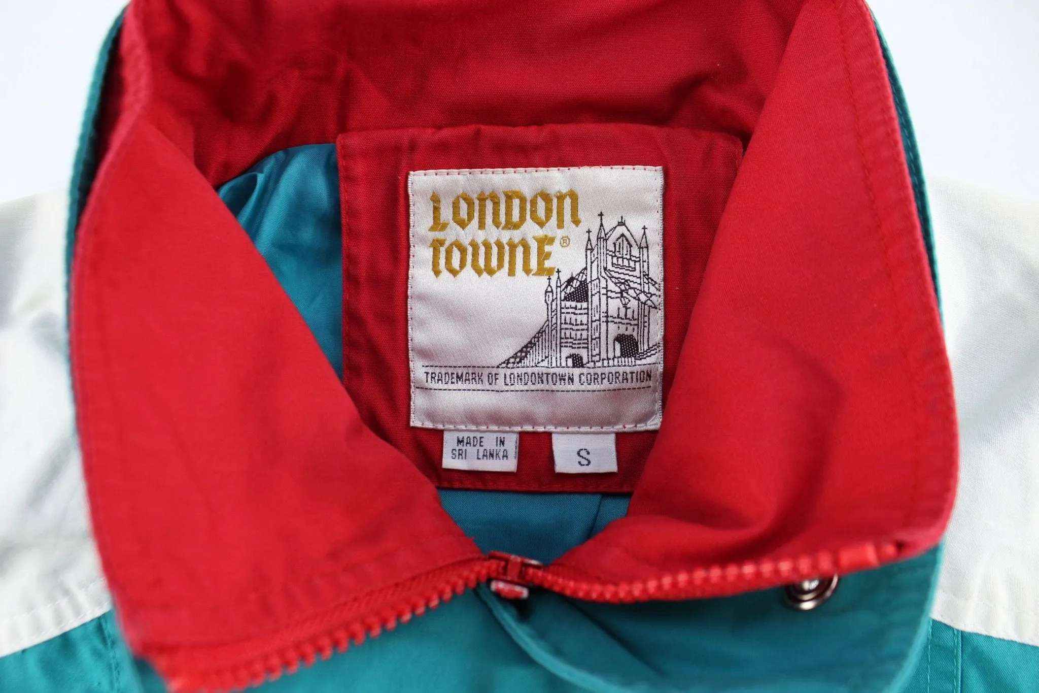 London Towne Aqua, Red, White Zip Up Jacket