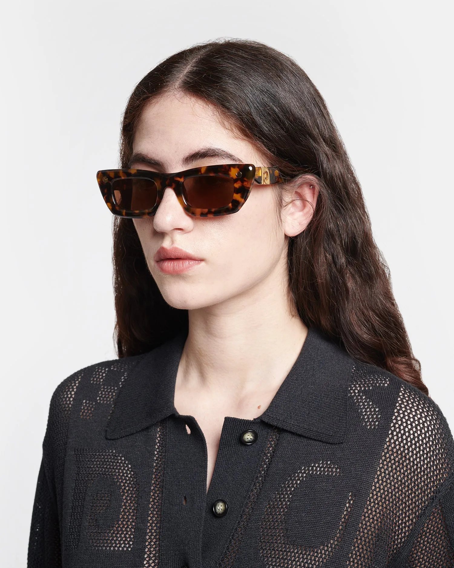 Londyn - Bio-Plastic Oversized Cat-Eye Sunglasses - Dark Amber