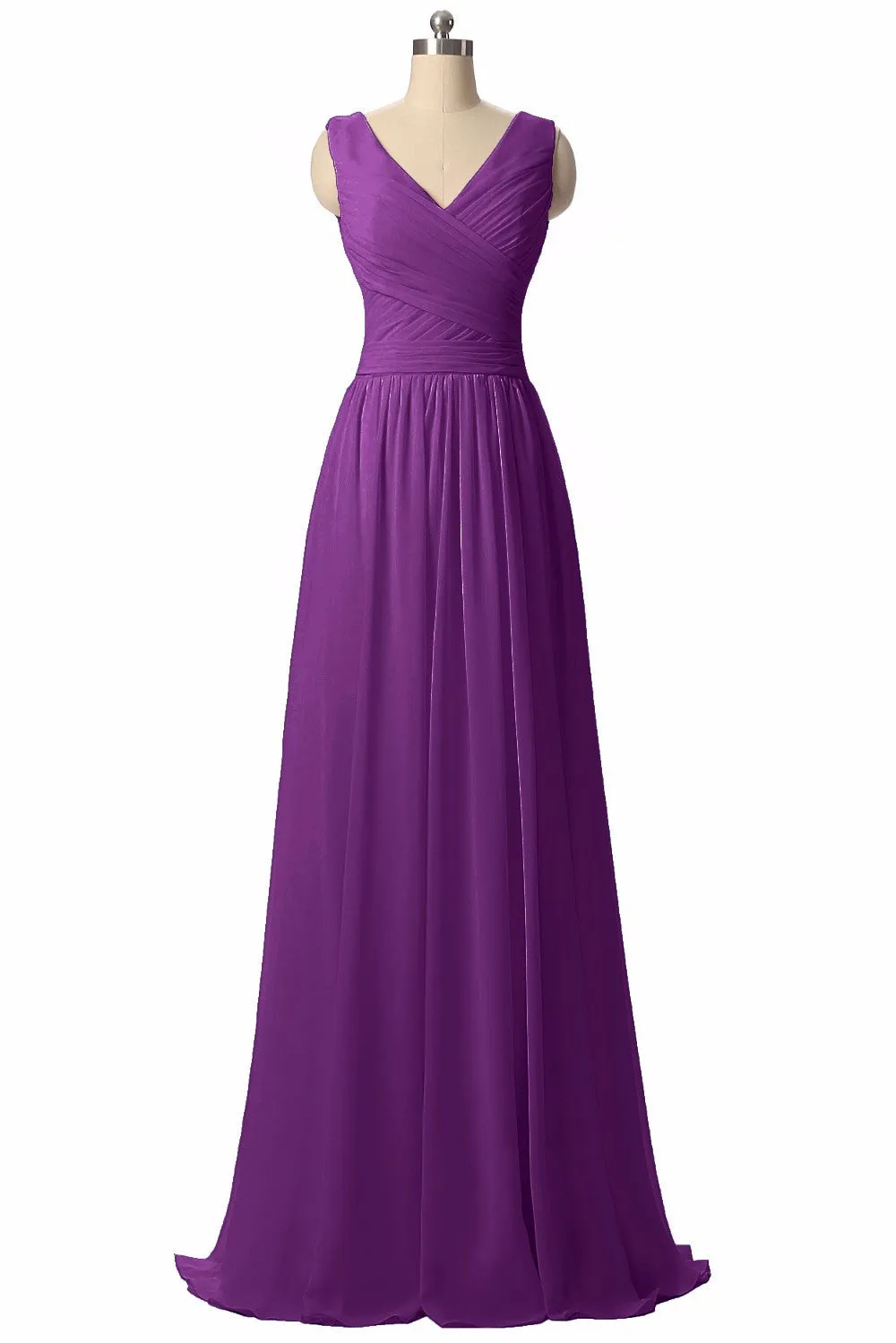 Long Chiffon V Neck Bridesmaid Dress At Bling Brides Bouquet - Online Bridal Store