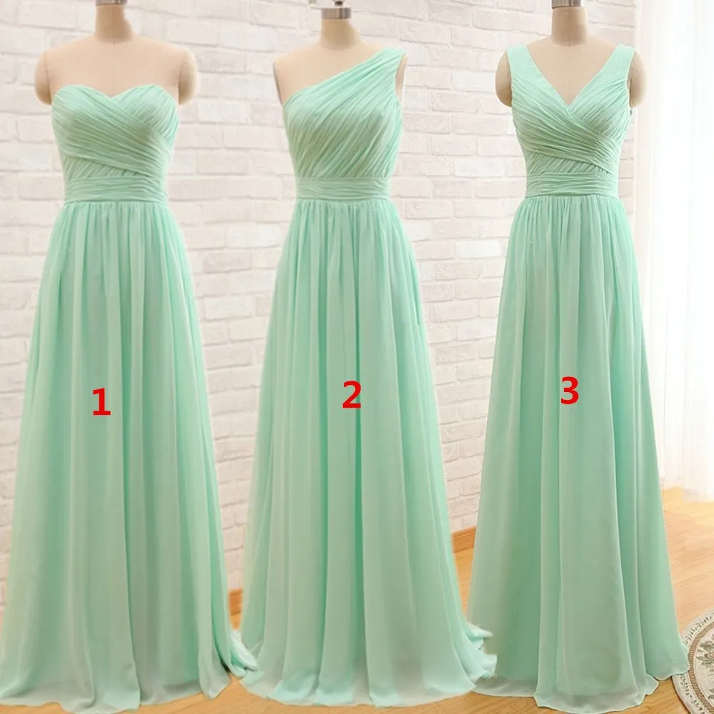 Long Chiffon V Neck Bridesmaid Dress At Bling Brides Bouquet - Online Bridal Store