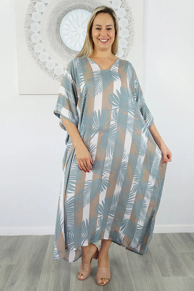 Long Kaftan "Leaf-Stripe"