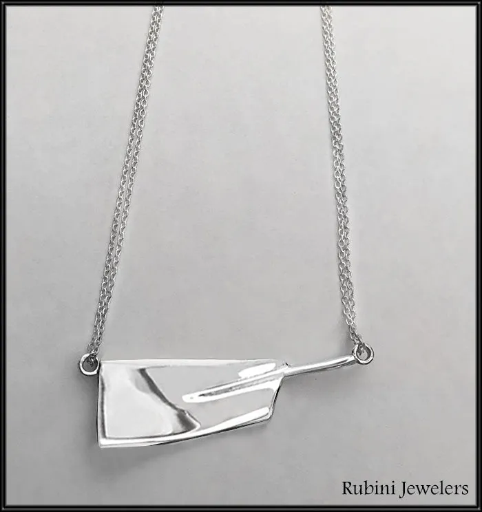 Long Rowing Blade Rowing Necklace with Double Chain