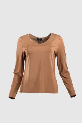 Long Sleeve Jersey Top in Cognac