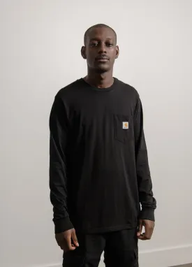 Long Sleeve Pocket Tee Black