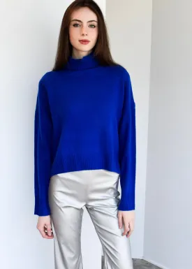 Long Sleeve Relaxed Turtleneck Sweater Cobalt