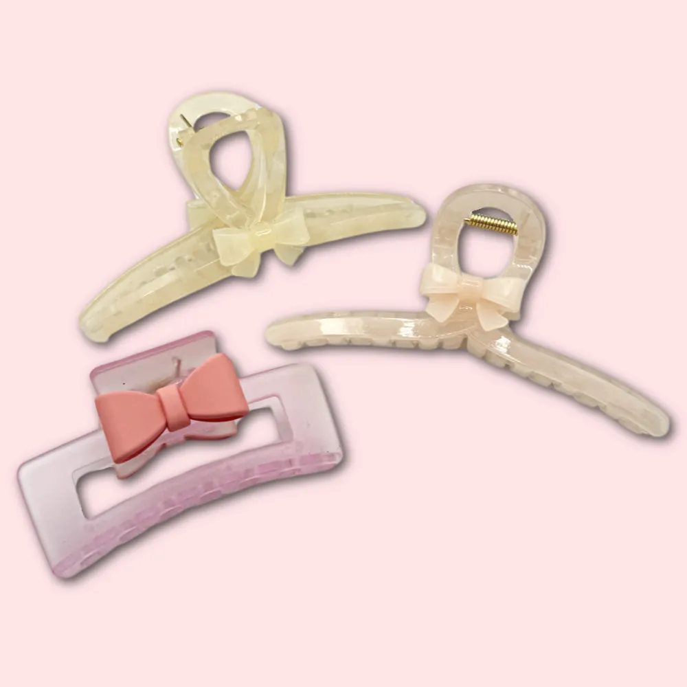 Looped Clip - Matte Pink Bow