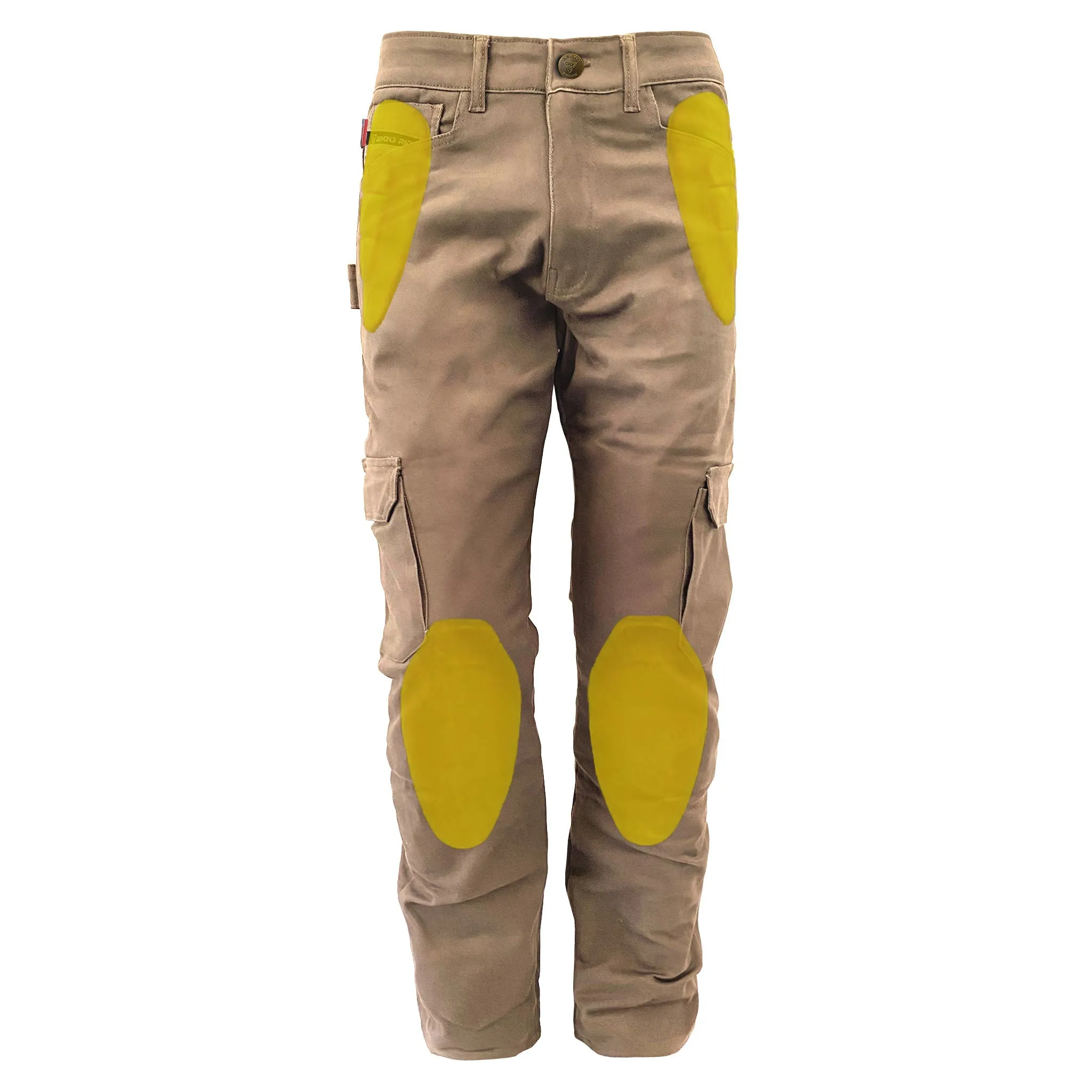 Loose Fit Cargo Pants - Khaki Solid with Pads