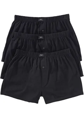 Loose jersey boxers (3 pcs) Bpc Bonprix Collection, black