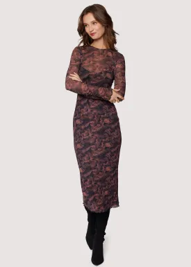 LOS Contessa Midi Dress in Copper & Black