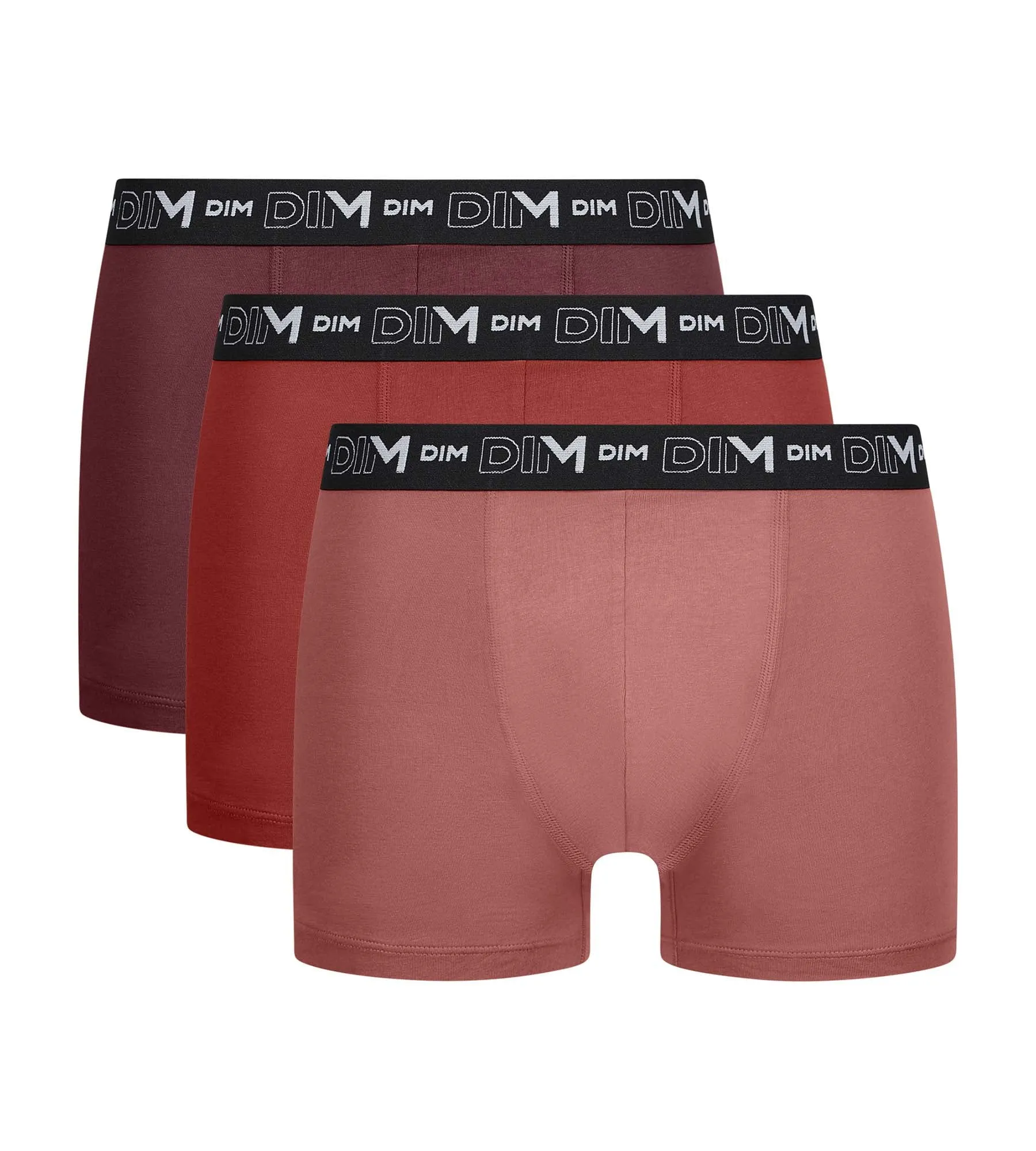 Lot de 3 boxers homme Rouge Rose Terre Dim Coton Stretch