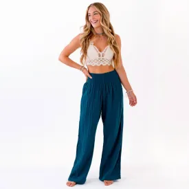 LOTUS AND LUNA WIDE LEG COTTON PANTS PACIFIC