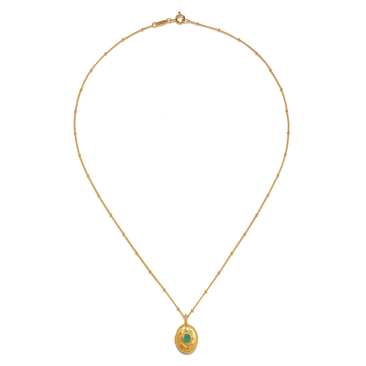 Lotus Emerald Birthstone Locket Necklace - May