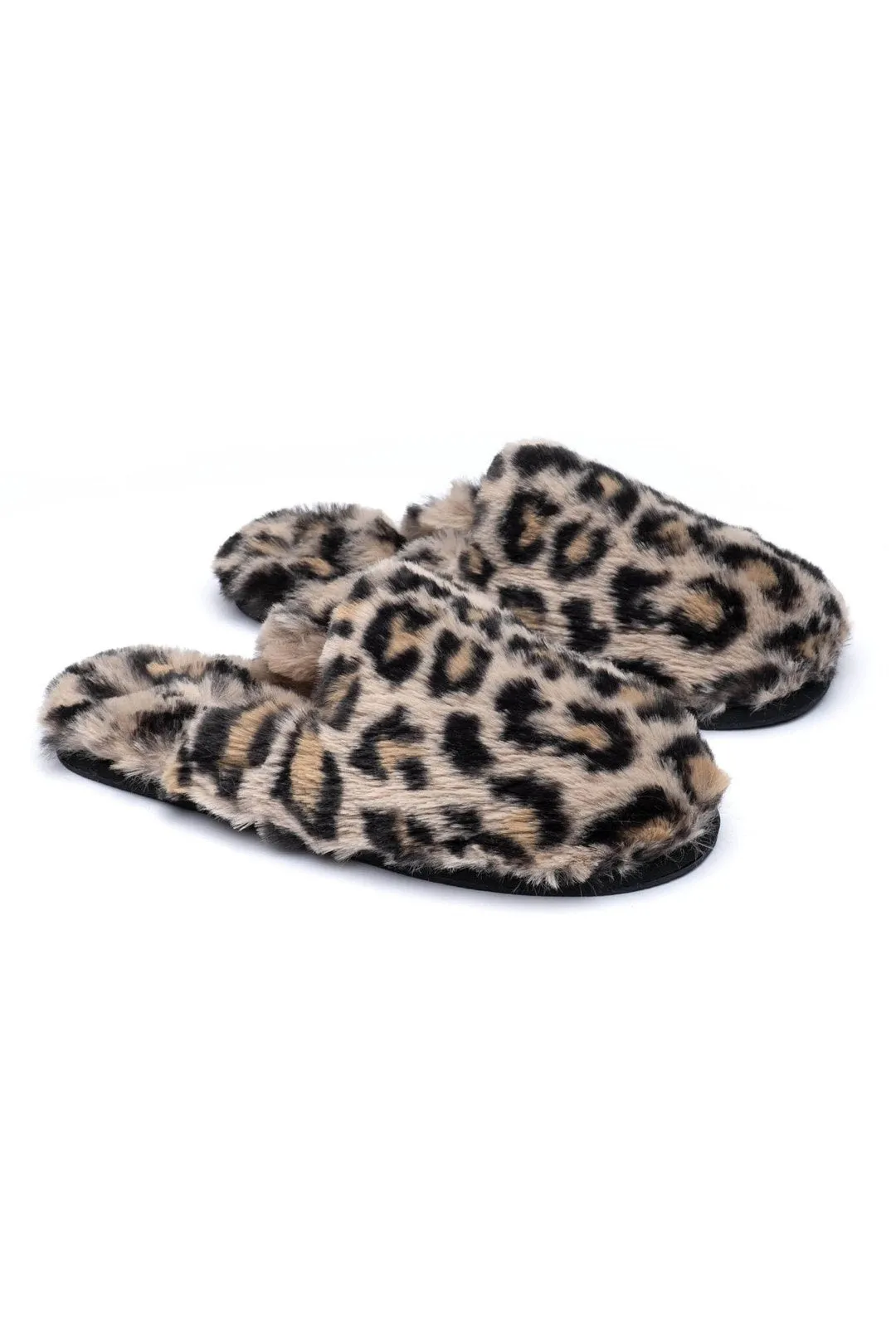 Louis Vegan Fur Slippers - Leopard