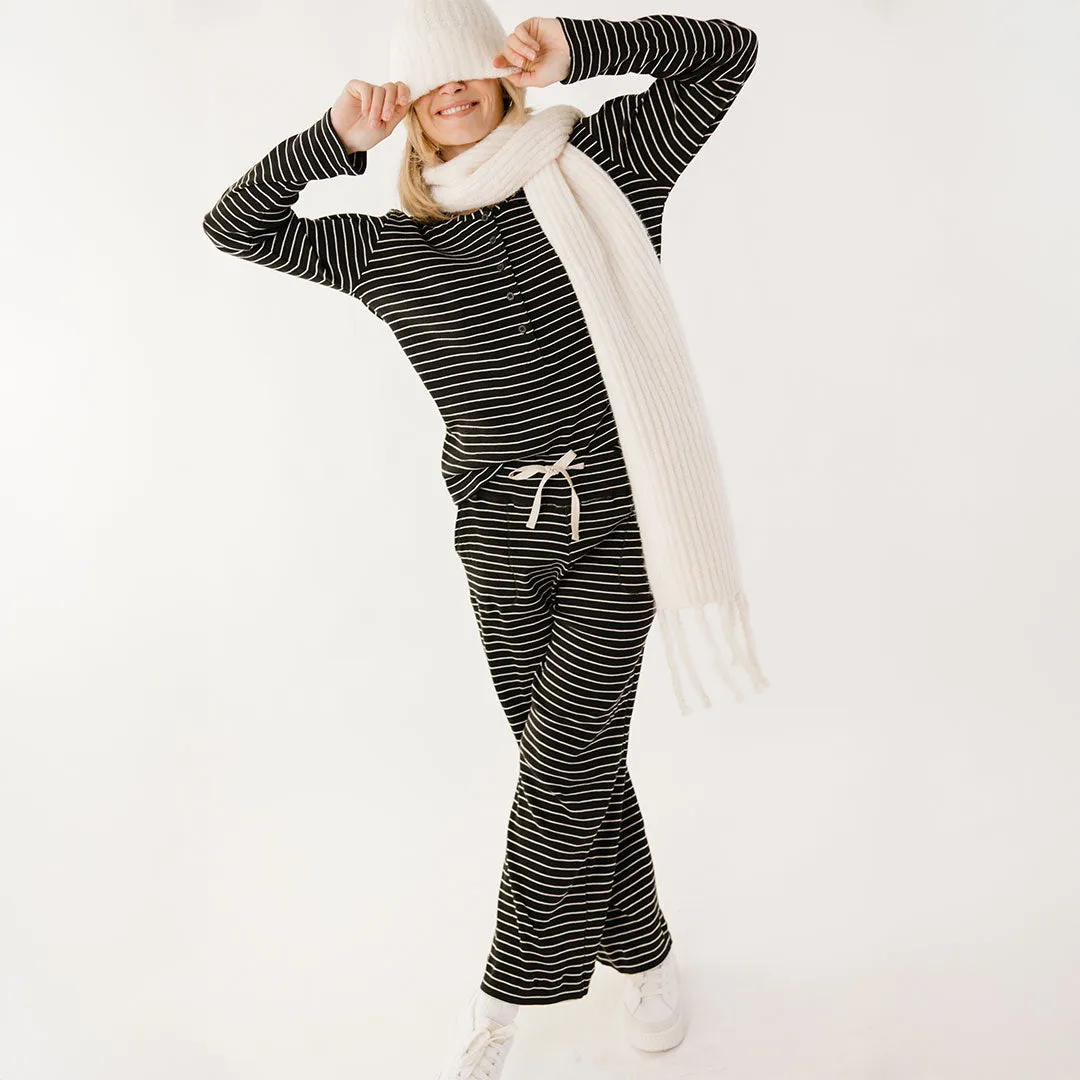 Lounge Pants, Black and White Stripe