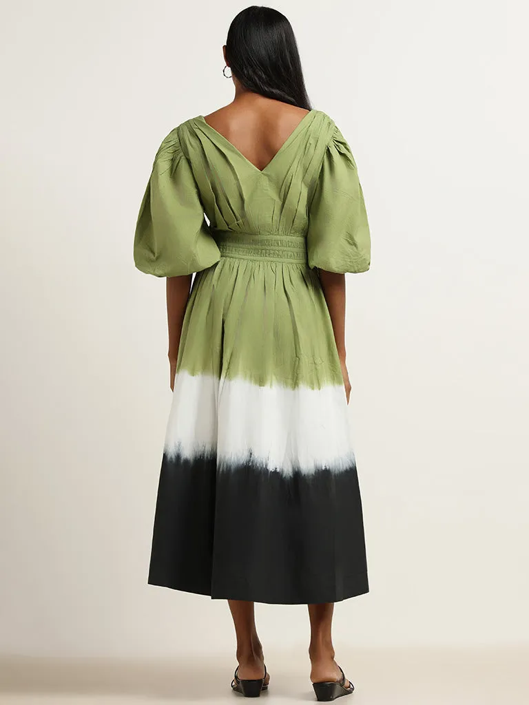 LOV Green Tie-Dye Cotton Maxi Dress