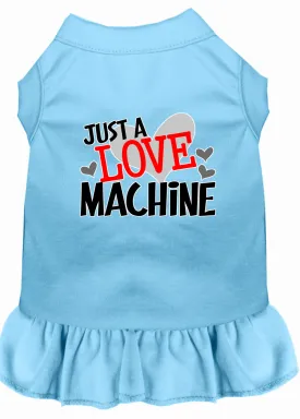 Love Machine Screen Print Dog Dress Baby Blue Xs