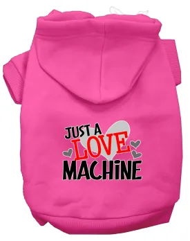 Love Machine Screen Print Dog Hoodie Bright Pink M