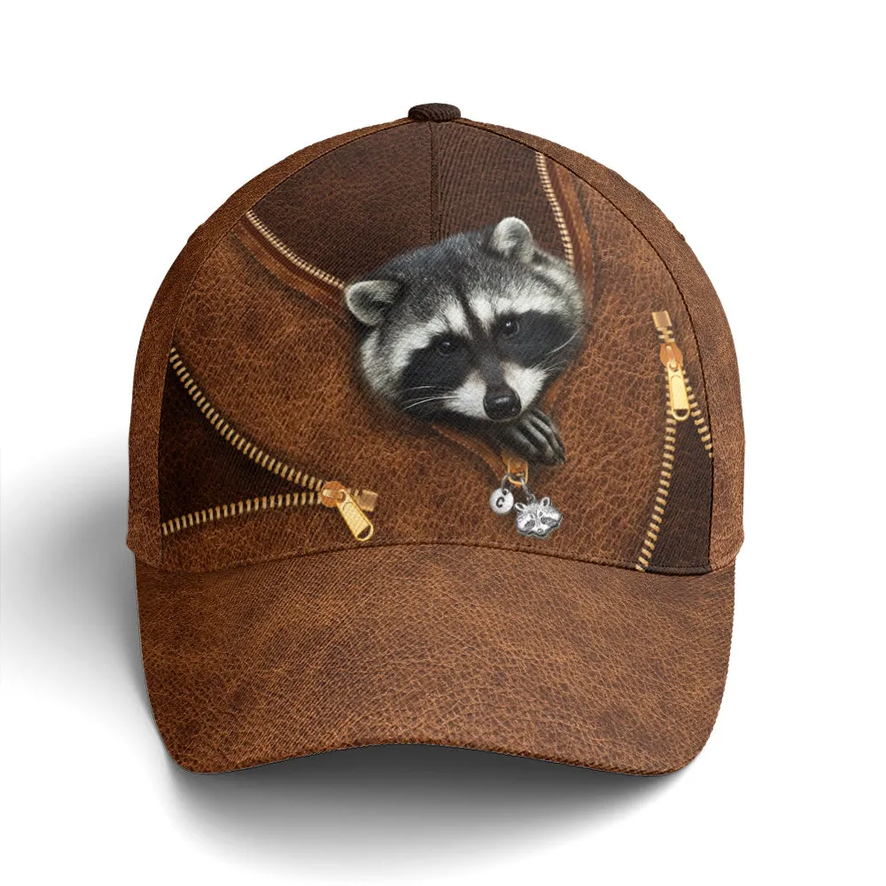 Lovely Funny Racoon Leather Style Baseball Cap Coolspod