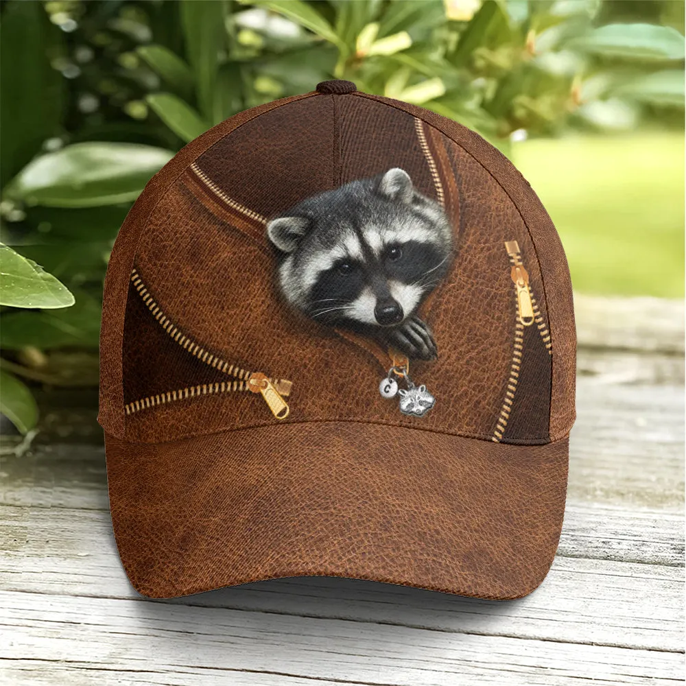 Lovely Funny Racoon Leather Style Baseball Cap Coolspod