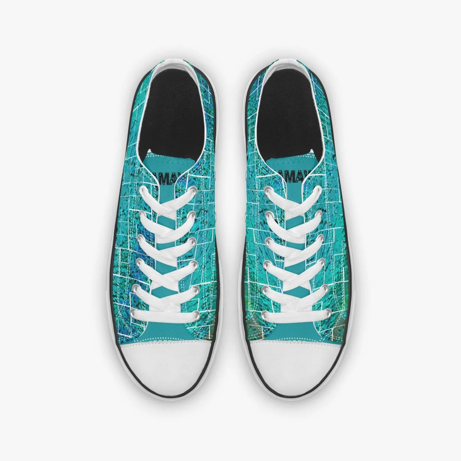 Low Canvas Shoes-Green Tiled