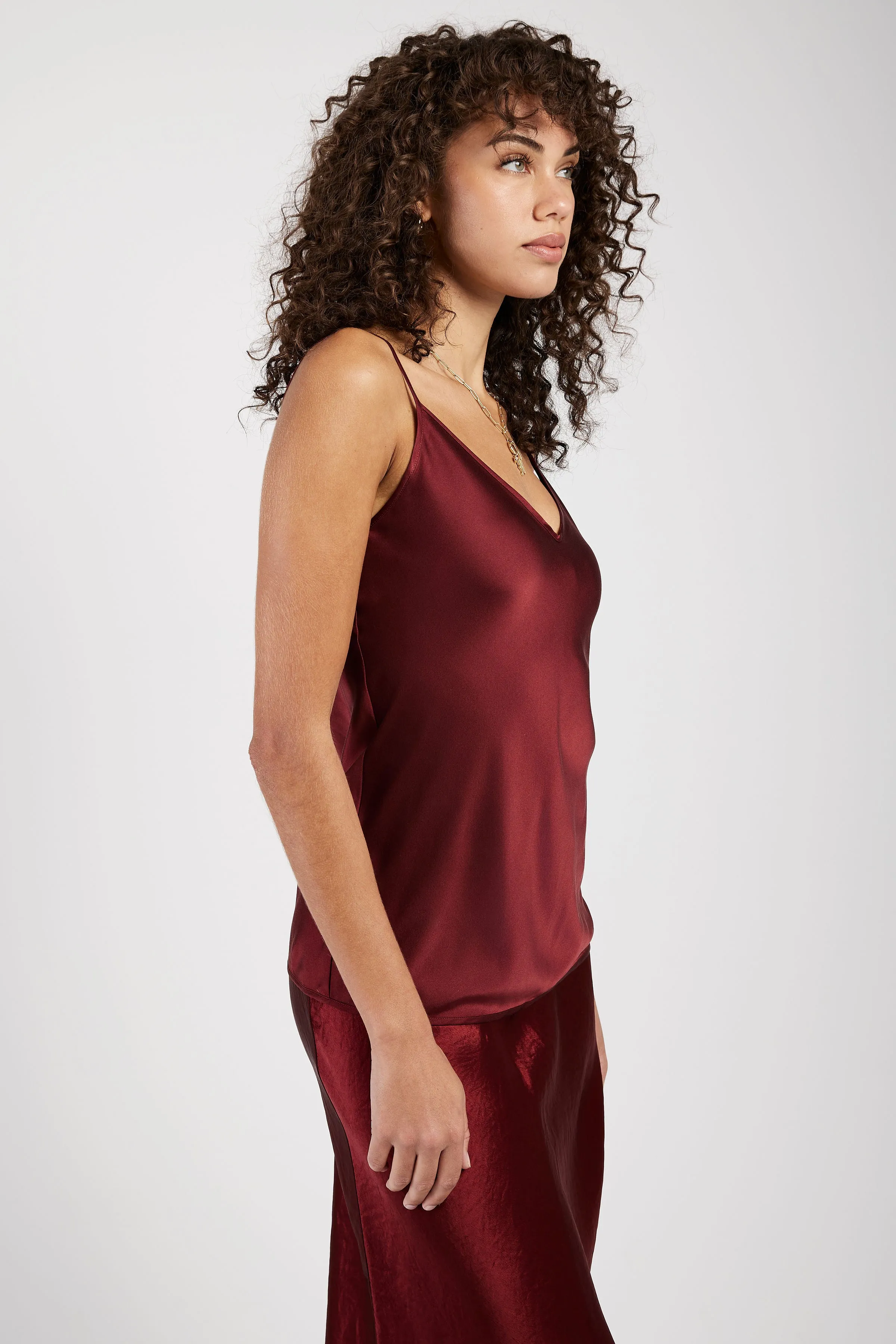 Luca Silk Camisole Top in Brick Red