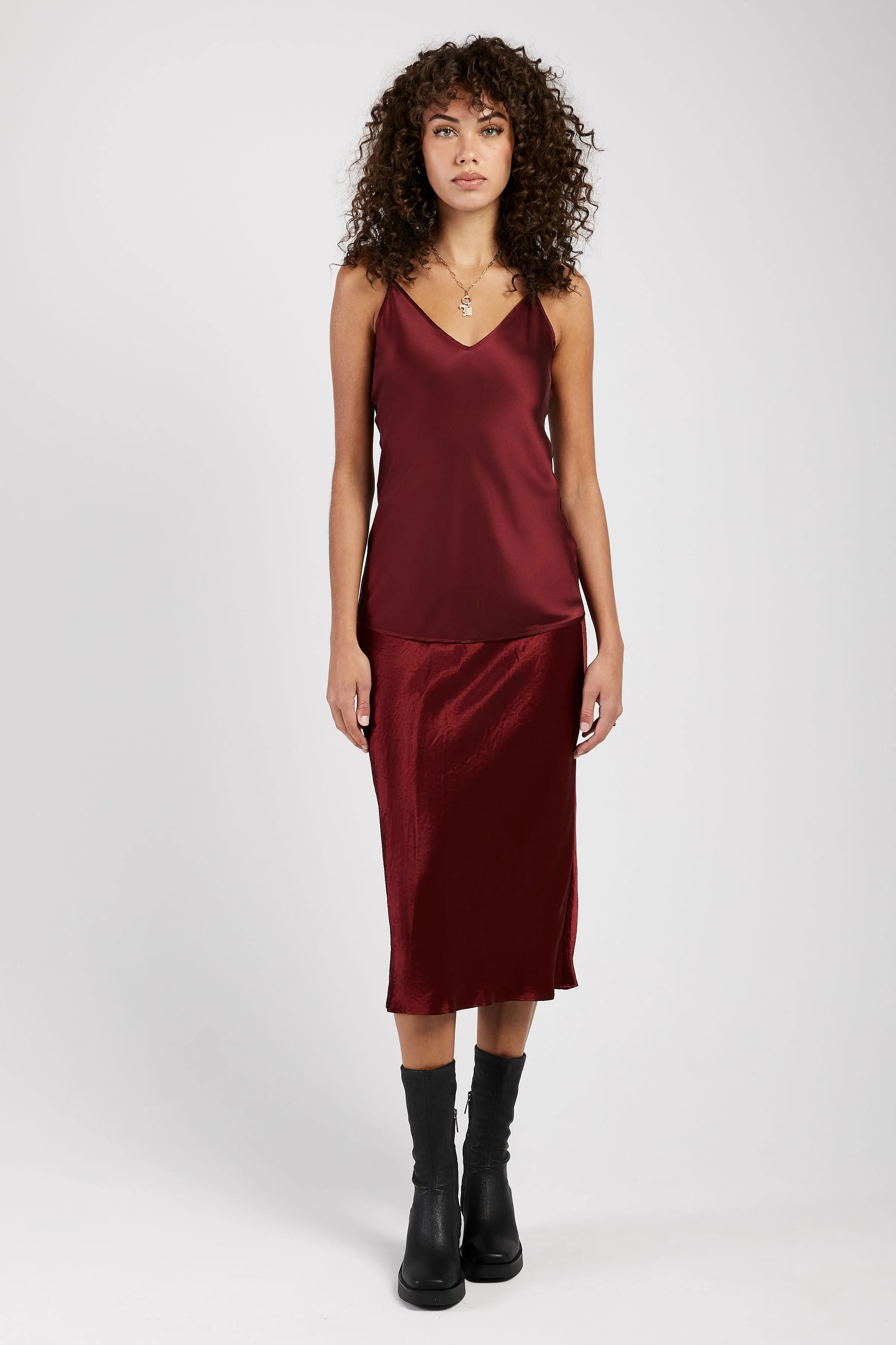 Luca Silk Camisole Top in Brick Red