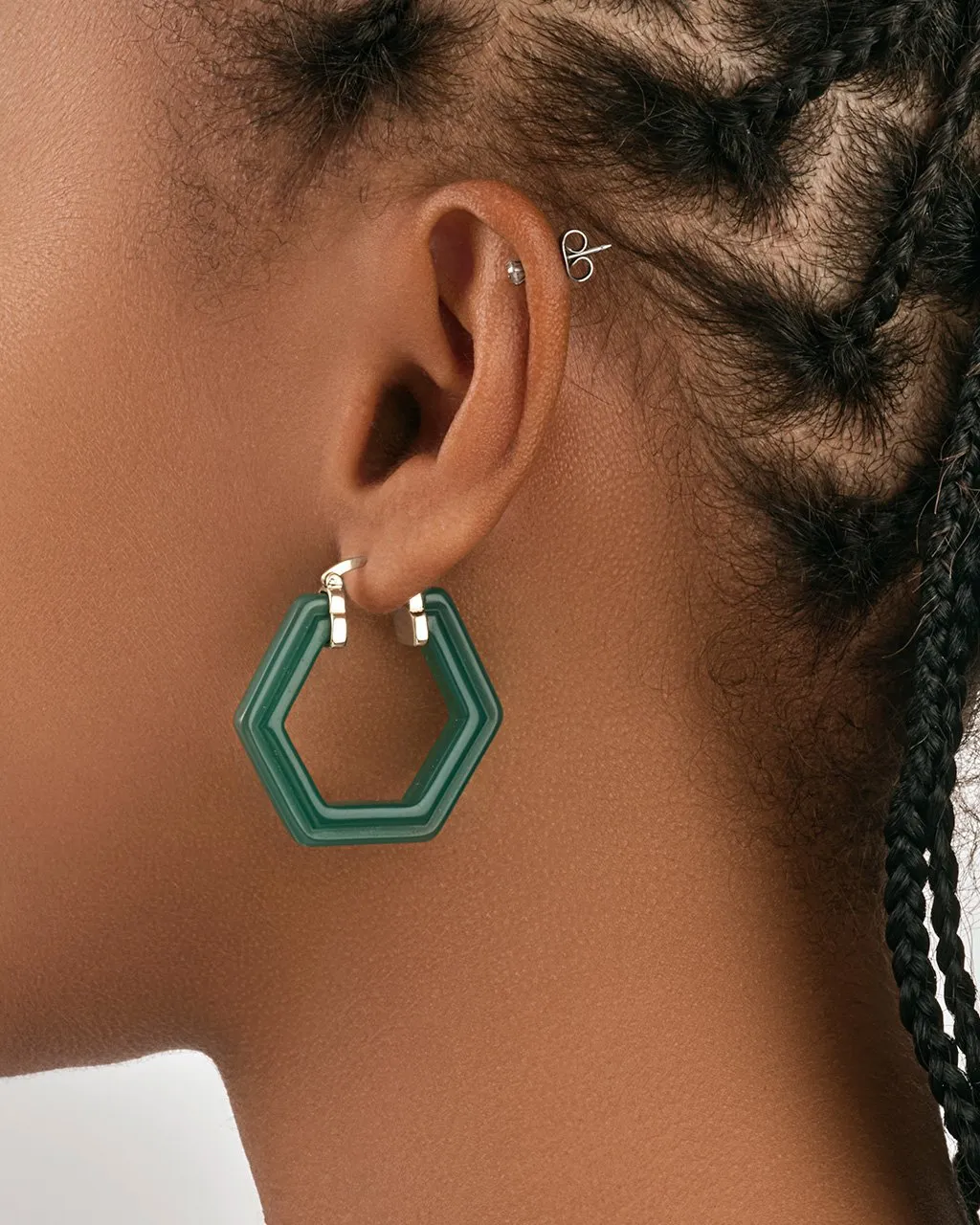 Lucite Hex Hoops