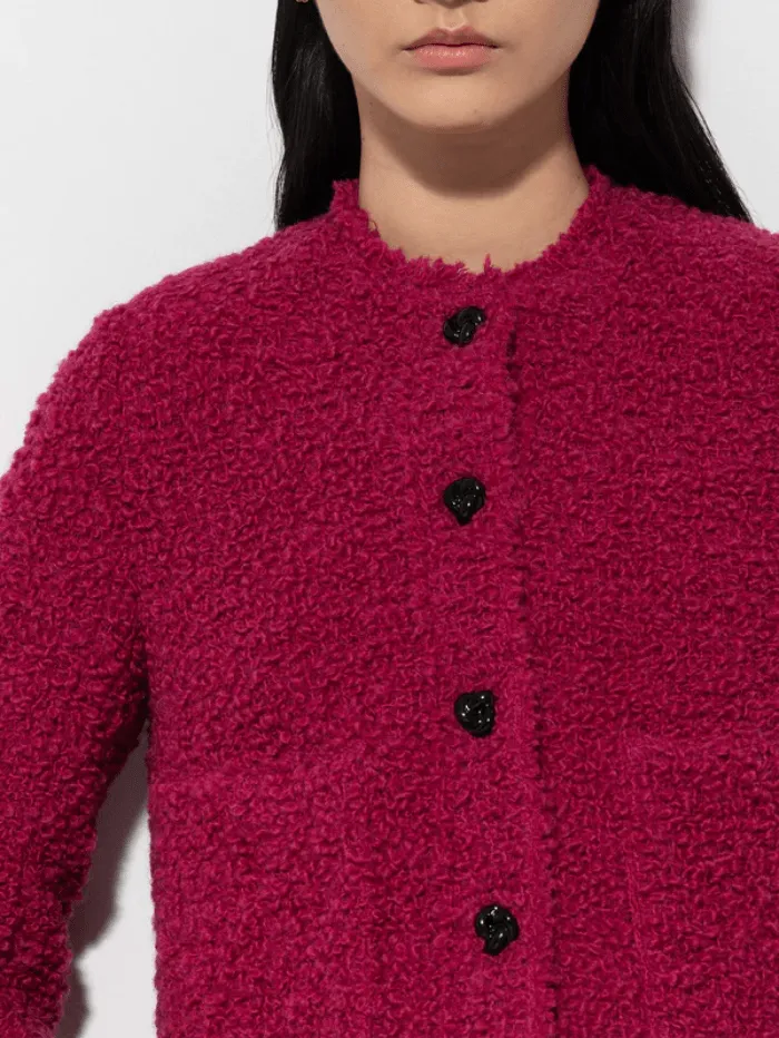 Luisa Cerano Bouclé Wool Tweed Jacket In Berry Pink 408286 3524 Col 0455