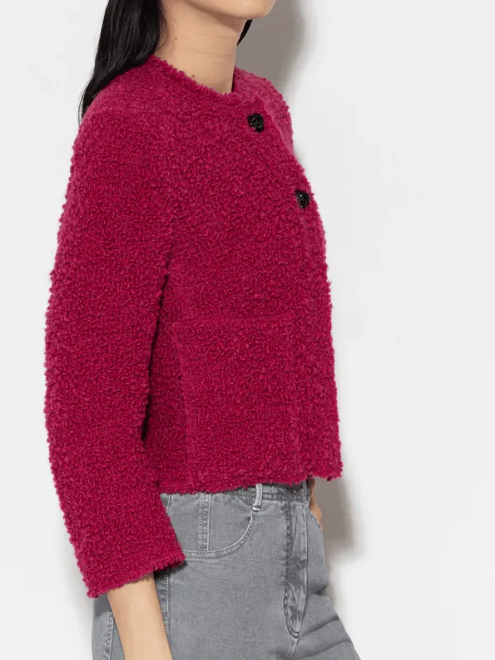 Luisa Cerano Bouclé Wool Tweed Jacket In Berry Pink 408286 3524 Col 0455