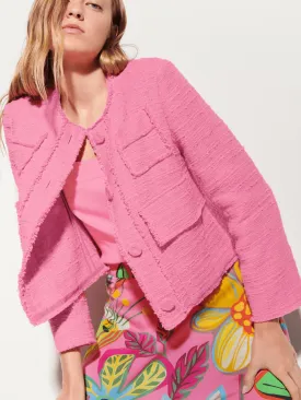 Luisa Cerano Tweed Look Jacket in Candy Pink 498018 3551 Col 0445