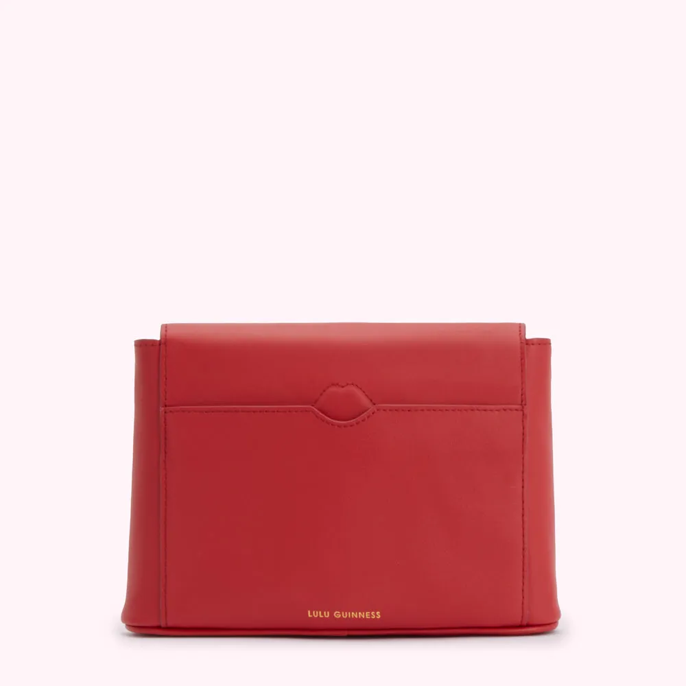 LULU RED LIP CUT OUT EMERY CLUTCH BAG