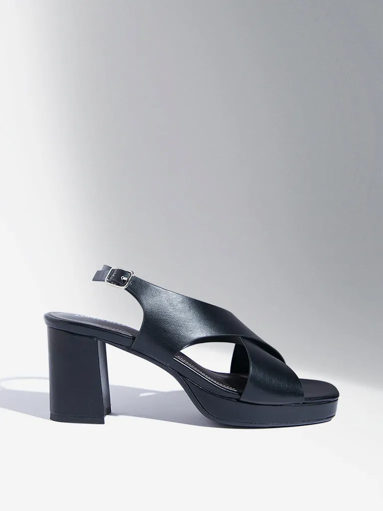 LUNA BLU Black Slingback Heel Sandals