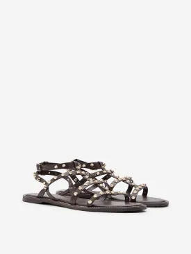 LUNA BLU Dark Brown Embellished Gladiator Sandals