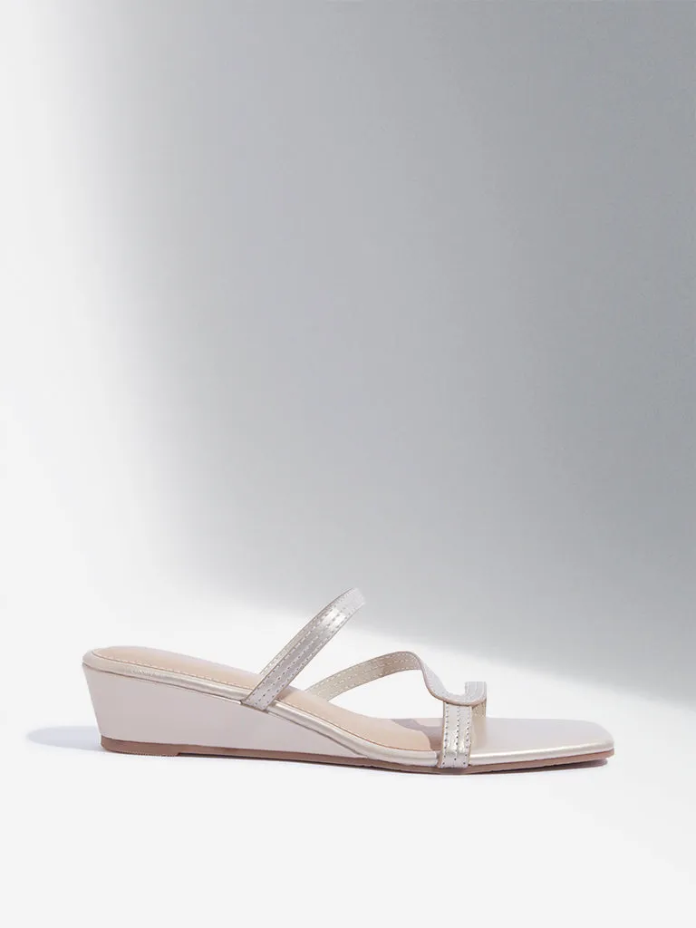 LUNA BLU Grey Low-Wedge Heel Sandals