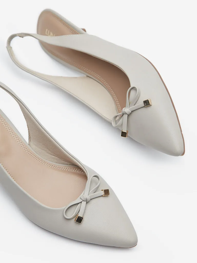 LUNA BLU Ivory Bow-Detailed Heeled Shoes