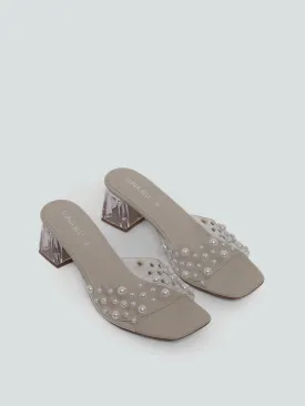 LUNA BLU Ivory Mida Pearl Cup Mules