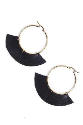 Luna Hoop Earrings Black Metallic