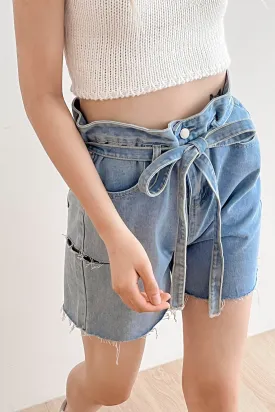 Luna Paperbag Denim Shorts